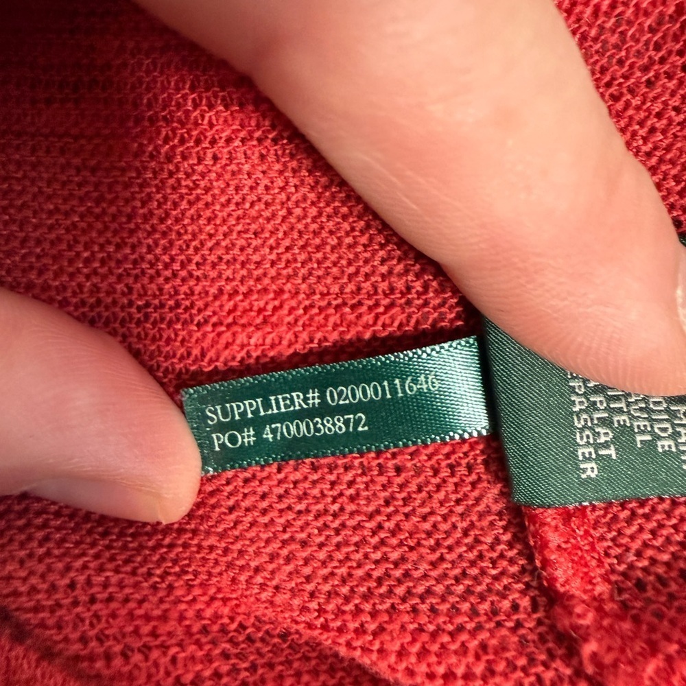 🌹 LRL Lauren Jeans Co. Ralph Lauren Red Textured Knit Pullover Top - Medium - Picture 10 of 10